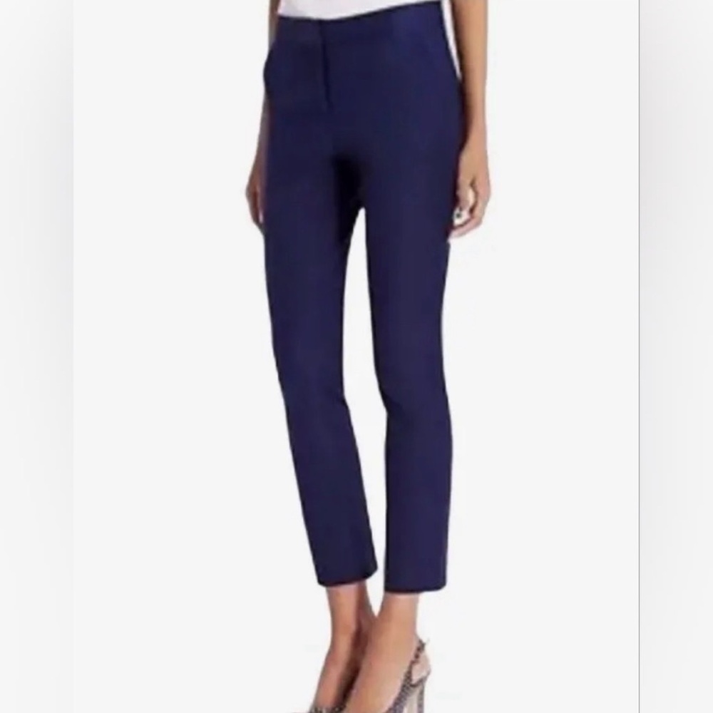 Diane von Furstenberg Size 4 Gennifer Two Pants Blue Textured Capri Stretch